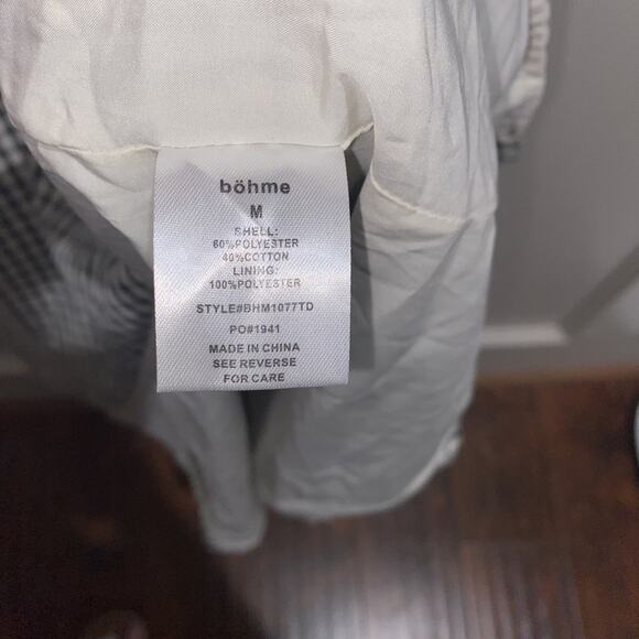 NOT FOR SALE BOHME Alex Gingham Maxi Dress Cottagecore Puff Sleeve Slit M - Picture 8 of 12